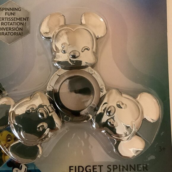 Disney 100 Mickey Mouse Silver Fidget Spinner New In Package - Picture 2 of 3